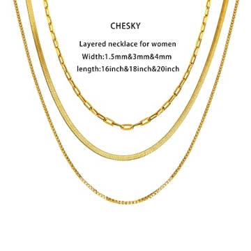 CHESKY 18K Gold Dainty Choker Layered Necklaces