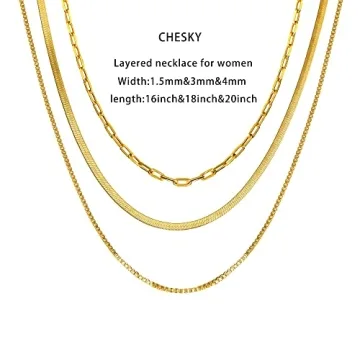 CHESKY 18K Gold Dainty Choker Layered Necklaces