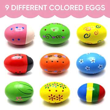 9 Pcs Colorful Wooden Baby Egg Shakers Musical Instruments