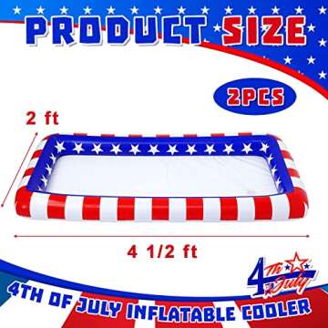 2 Pieces 4th of July Inflatable Cooler American Flag Inflatable Serving Bar Independence Day Cooler ...