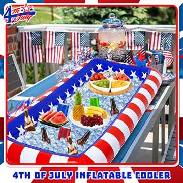 2 Pieces 4th of July Inflatable Cooler American Flag Inflatable Serving Bar Independence Day Cooler Patriotic Large Ice Buffet Cooler Party BBQ Tray for Food Pool Indoor Outdoor Supplies