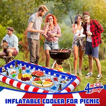 2 Pieces 4th of July Inflatable Cooler American Flag Inflatable Serving Bar Independence Day Cooler Patriotic Large Ice Buffet Cooler Party BBQ Tray for Food Pool Indoor Outdoor Supplies