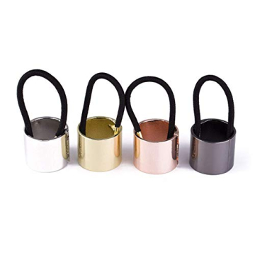 Healthcom 4 Pcs Metal Circle Cuff Hair Ties - Fashion Accessories for Women
