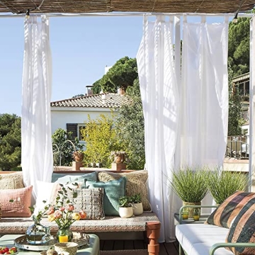 RYB HOME Patio Outdoor Sheer Curtains for Elegance