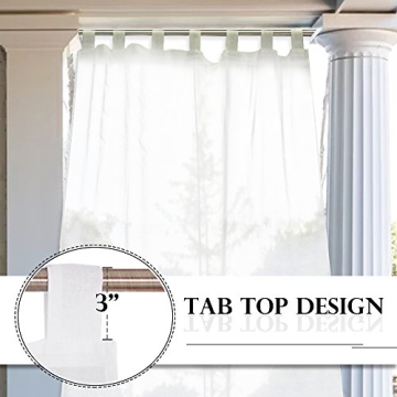 RYB HOME Patio Outdoor Sheer Curtains for Elegance