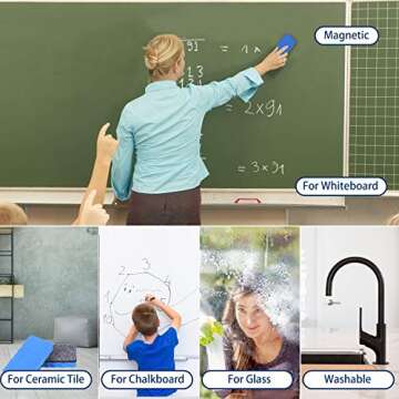 Dry Erase Erasers, 24 Pack Magnetic Whiteboard Eraser Chalkboard Cleansers Wiper for Classroom Office and Home (24mixed)
