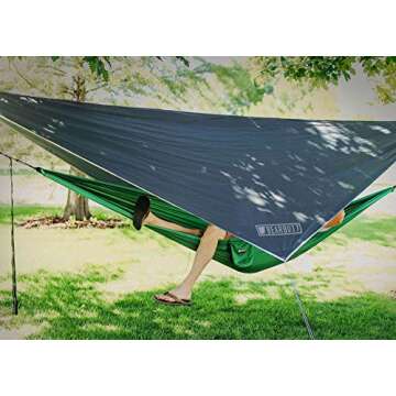 Bear Butt Hammock Rain Fly & Camping Tarp - 11 x 9 ft Hammock Tarp Rain Fly for Hammock Camping - Easy to Set Up Tent Tarp for Tent Camping - Waterproof Camping Tarp - Ultralight Backpacking Tarp