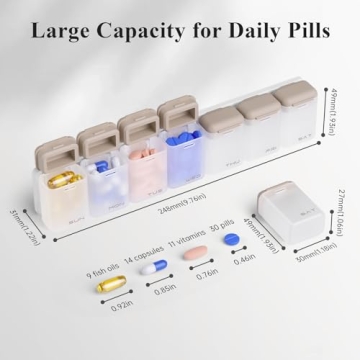 KOVIUU Magnetic Weekly Pill Organizer for Travel