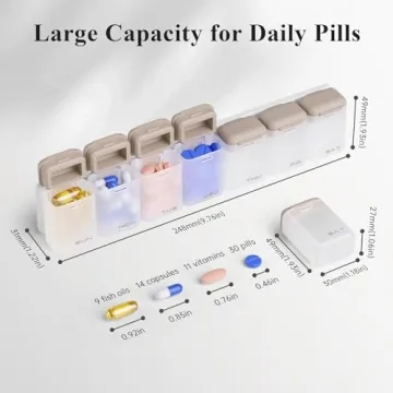 KOVIUU Magnetic Weekly Pill Organizer for Travel