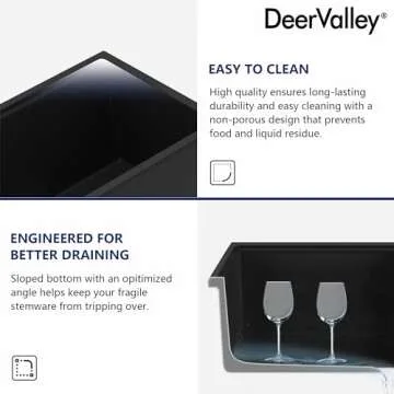 DeerValley 33 Inch Black Undermount Kitchen Sink, Granite Composite Single Bowl Kitchen Sink with Integrated Ledge, Matte Black Quartz Workstation Sink for Kitchen with Accessories