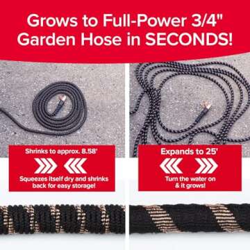 Pocket Hose Copper Bullet Expandable Garden Hose 25 FT w/10 Pattern Thumb Spray Nozzle AS-SEEN-ON-TV...