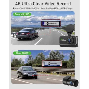 Dual Dash Cam 4K 1080P WiFi with 64GB SD Card