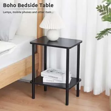Apicizon 2 Tier Boho Side Table for Small Spaces