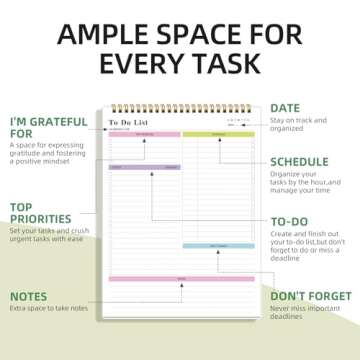 To Do List Notepad Undated, Daily To Do List Notebook (8.5"x 11") Spiral Daily Task Hourly Schedule Planning Pad with Checklist Suitable for Office, Home and School 104 Pages