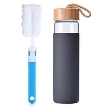 Yomious Stylish 20 Oz Borosilicate Glass Water Bottle