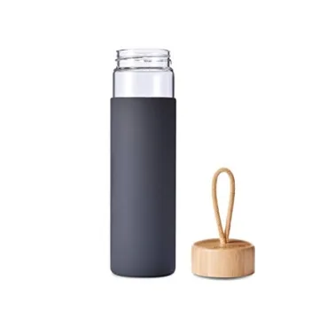 Yomious Stylish 20 Oz Borosilicate Glass Water Bottle