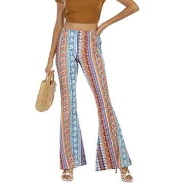 WSPLYSPJY Women's Floral Print Stretch Flare Palazzo Pants