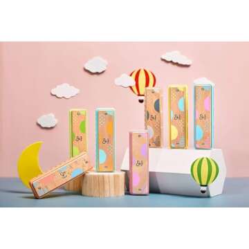 Hape Blues Harmonica | 10 Hole Wooden Musical Instrument Toy for Kids, Blue-Green (E8916)