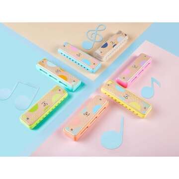 Hape Blues Harmonica | 10 Hole Wooden Musical Instrument Toy for Kids, Blue-Green (E8916)