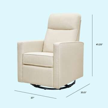 DaVinci Gabby Pillowback Swivel Glider in Natural Oat, Greenguard Gold & CertiPUR-US Certified