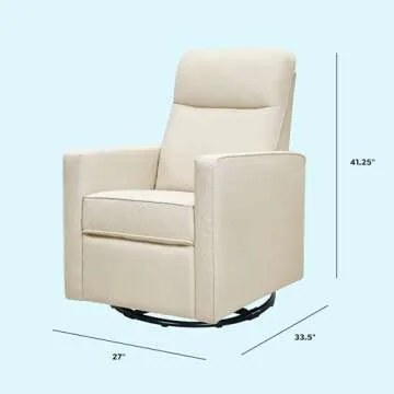 DaVinci Gabby Pillowback Swivel Glider in Natural Oat, Greenguard Gold & CertiPUR-US Certified