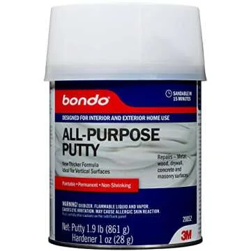 3M Bondo All-Purpose Putty, Designed for Interior and Exterior Home Use, Paintable, Permanent, Non-Shrinking, 1.9 lb., 1-Quart