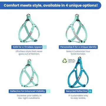Pawtitas Extra Small Dog Harness Teal Dog Harness Step in from a Senior Dog to a Puppy Harness Adjustable Reflective Dog Harness XS Reflective Dog Vest
