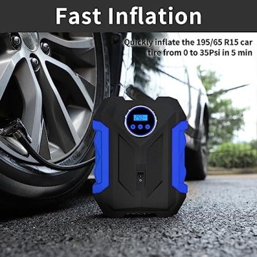 Digital Tire Pump with LED Light 12V for Cars