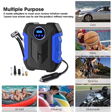 Digital Tire Pump with LED Light 12V for Cars