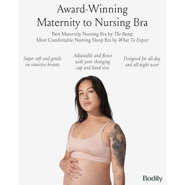 Bodily Everything Bra for Pregnancy, Nursing & Breastfeeding, Soft, Stretchy, Wireless Maternity & S...
