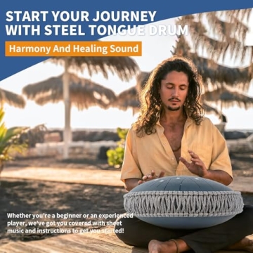 Ceyodo Rain Drum for Outside 13 Inch 15 Notes, Navy Steel Tongue Drum, Hang Drum Instrument Handpan Drum for Meditation Yoga Education Percussion with Bag, Mallets, Panda Drum for Christmas