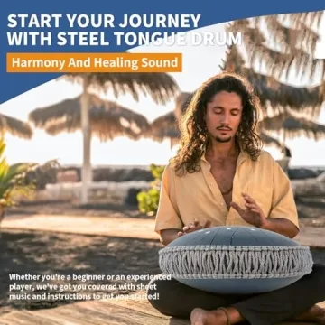 Ceyodo Rain Drum for Outside 13 Inch 15 Notes, Navy Steel Tongue Drum, Hang Drum Instrument Handpan Drum for Meditation Yoga Education Percussion with Bag, Mallets, Panda Drum for Christmas