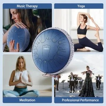 Ceyodo Rain Drum for Outside 13 Inch 15 Notes, Navy Steel Tongue Drum, Hang Drum Instrument Handpan Drum for Meditation Yoga Education Percussion with Bag, Mallets, Panda Drum for Christmas