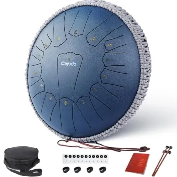 Ceyodo Rain Drum for Outside 13 Inch 15 Notes, Navy Steel Tongue Drum, Hang Drum Instrument Handpan Drum for Meditation Yoga Education Percussion with Bag, Mallets, Panda Drum for Christmas