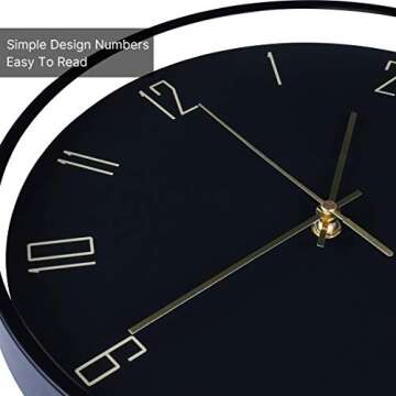 VIKMARI Elegant Silent Wall Clock 12 Inch for Modern Homes
