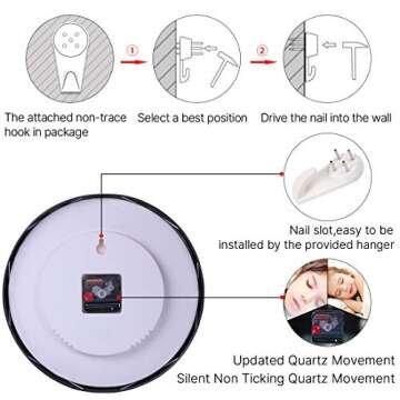 VIKMARI Elegant Silent Wall Clock 12 Inch for Modern Homes