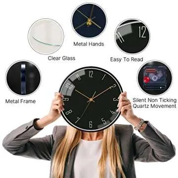 VIKMARI Elegant Silent Wall Clock 12 Inch for Modern Homes