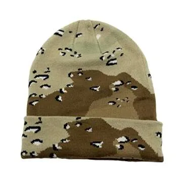 Camo Desert Beanie - Unisex Warm Cuffed Knit Hat
