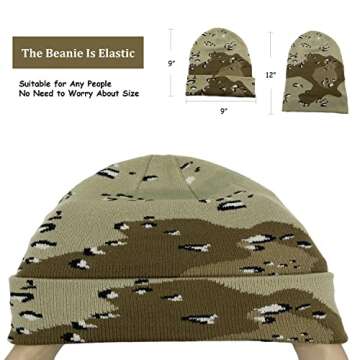 Camo Desert Beanie - Unisex Warm Cuffed Knit Hat