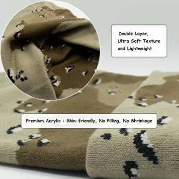 Camo Desert Beanie - Unisex Warm Cuffed Knit Hat