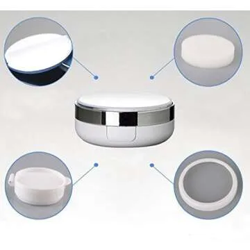 Onwon 15g 0.5oz Empty Luxurious White Silver Edge Portable Air Cushion Puff Box BB Cream Container Dressing Case with Powder Puff and Mirror