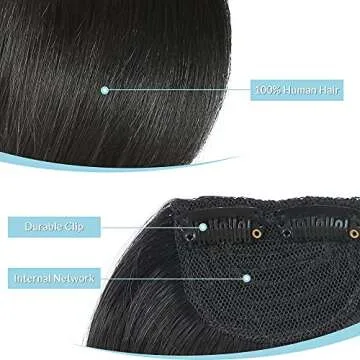 Shinon Thick Side Bangs Clip in Bangs Real Human Hair Bangs Fringe Swept Bangs Extensions Clip On Bangs Fashion Natural look Hairpiece for girls