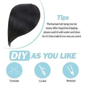 Shinon Thick Side Bangs Clip in Bangs Real Human Hair Bangs Fringe Swept Bangs Extensions Clip On Bangs Fashion Natural look Hairpiece for girls