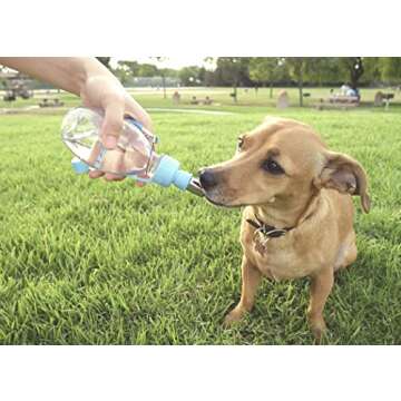 Choco Nose Patented Portable No-Drip Travel Water Bottle/Feeder for Dogs/Puppies/Cats/Rabbits and Other Small Sized Animals -8 oz. Leak-Proof Nozzle 16mm, Blue (H258)