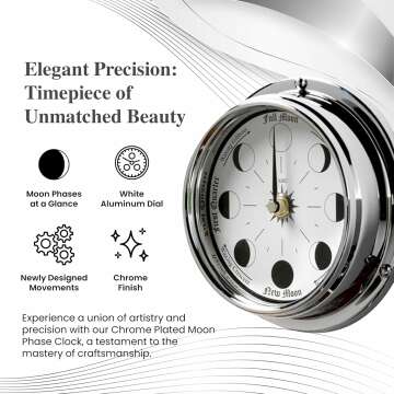 Charming Moon Phase Clock - Solid Brass Elegance