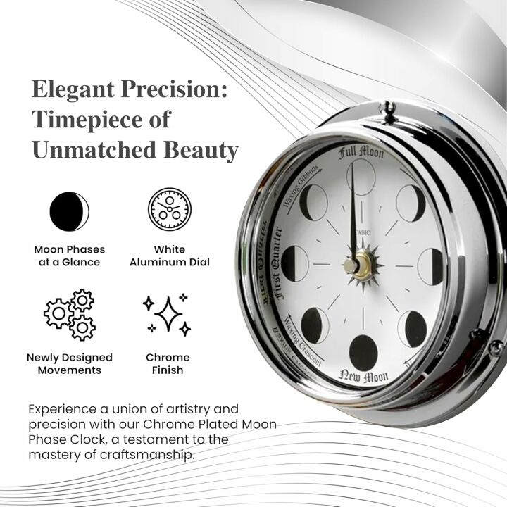 Charming Moon Phase Clock - Solid Brass Elegance