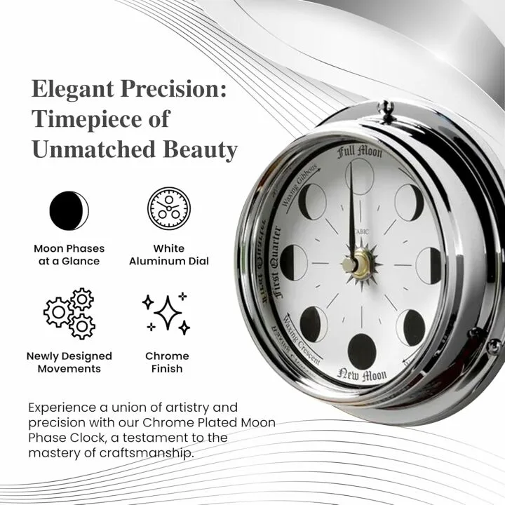 Charming Moon Phase Clock - Solid Brass Elegance