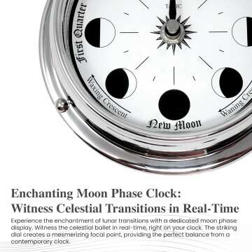 Charming Moon Phase Clock - Solid Brass Elegance