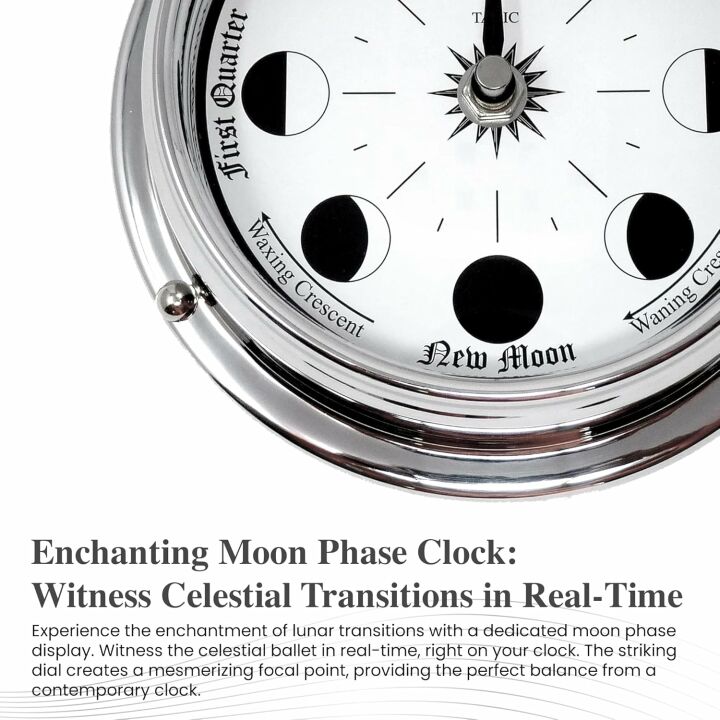 Charming Moon Phase Clock - Solid Brass Elegance