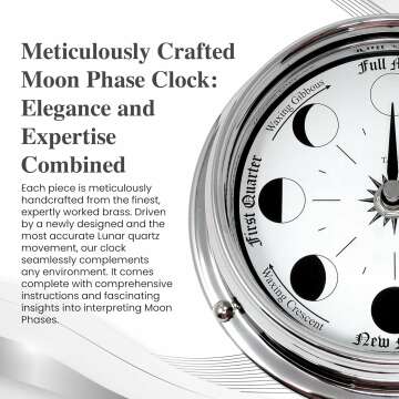 Charming Moon Phase Clock - Solid Brass Elegance